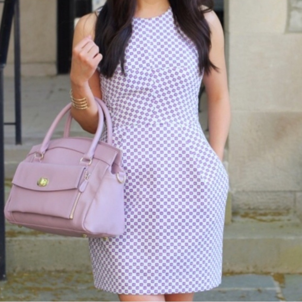 CLUB MONACO WHITE PINK JACQUARD CROSS BACK DRESS